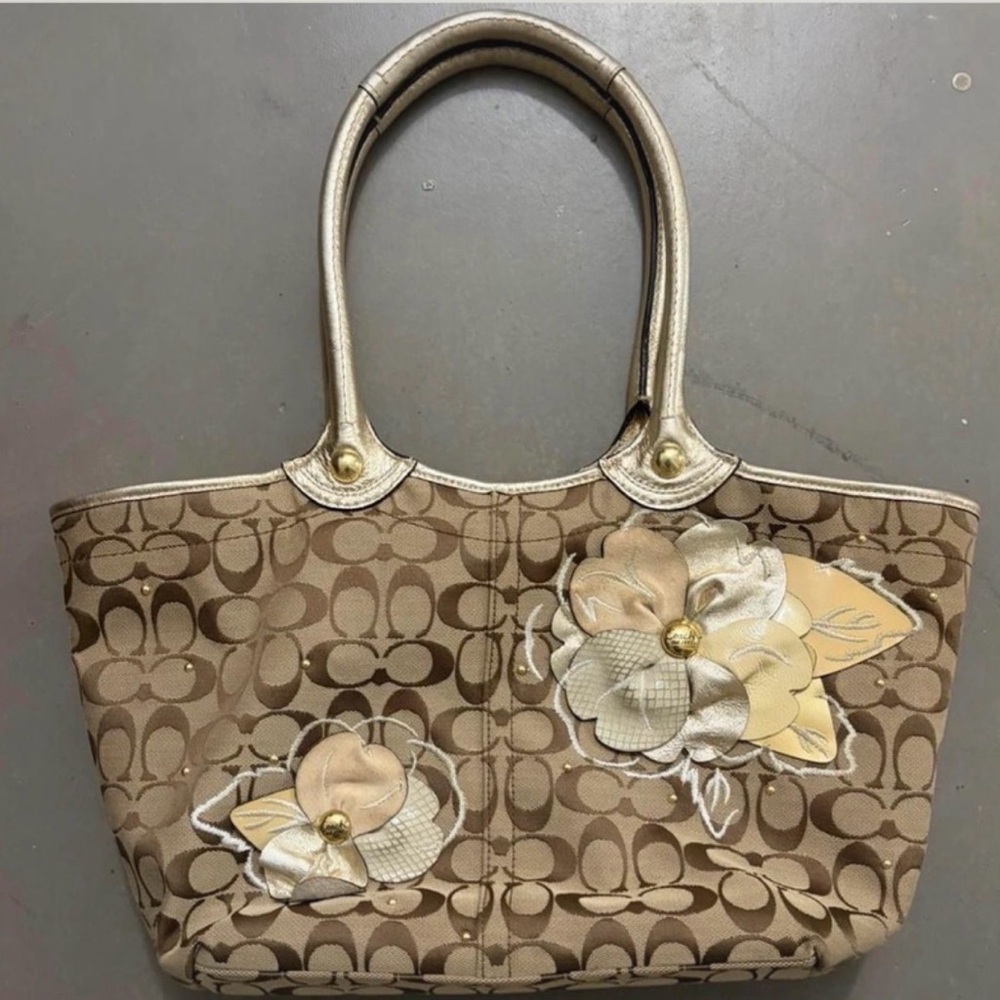 Brown Floral Designer Tote Bag